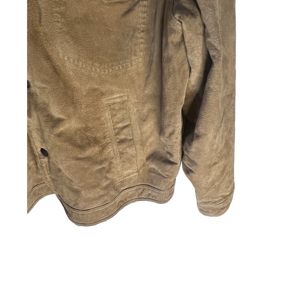 Vtg Y2K Aeropostale Leather Brown Jacket Men XL Sherpa Fleece Lined Bomber - Picture 4 of 8